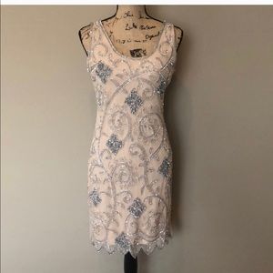 Sequin Cocktail dress Blush w/ Silver sequins